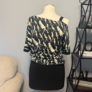 Black and White Off-Shoulder Mini Dress